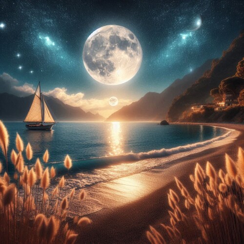sunset on the beach, moonlight, stars, beach, and boat