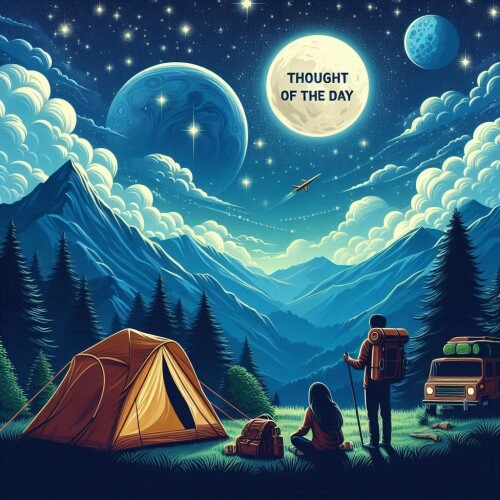 Thought of the day camping mountain and moon
