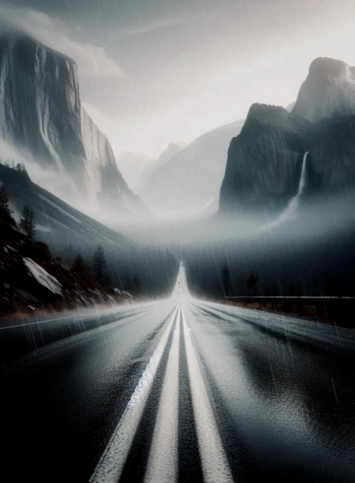 beautiful nature landscape of a rainy mountain road wallpapers dark background
