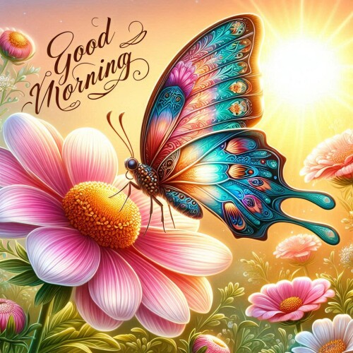 good morning picture butterfly and flower kjds