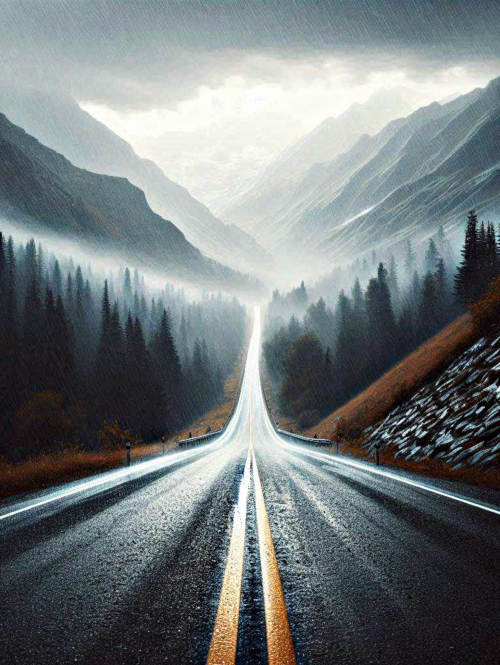 nature landscape of a rainy mountain road wallpapers dark background